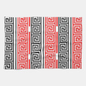 Red White Black Greek Key Fret Pattern Design  キッチンタオル (横)