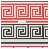 Red White Black Greek Key Fret Pattern Design  ファブリック (クローズアップ)