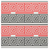 Red White Black Greek Key Fret Pattern Design  ファブリック (見本)