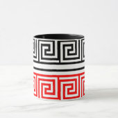 Red White Black Greek Key Fret Pattern Design  マグカップ (中央)