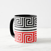 Red White Black Greek Key Fret Pattern Design  マグカップ (正面左)