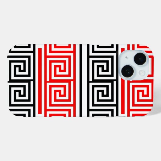 Red White Black Greek Key Fret Pattern Design  Case-Mate iPhoneケース (裏面 (横))