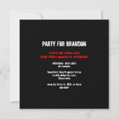 Red, White Black Teen Boy's Birthday Party Invite 招待状 (裏面)