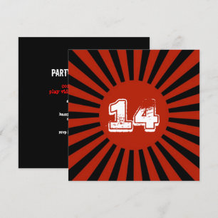 Red, White Black Teen Boy's Birthday Party Invite 招待状