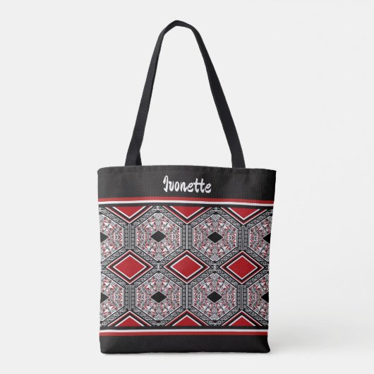Red, White & Black Tribal Tapestry トートバッグ (裏面)