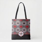 Red, White & Black Tribal Tapestry トートバッグ (正面)