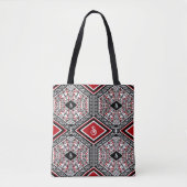 Red, White & Black Tribal Tapestry Tote トートバッグ (正面)