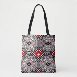 Red, White & Black Tribal Tapestry Tote トートバッグ