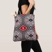 Red, White & Black Tribal Tapestry Tote トートバッグ (クローズアップ)