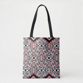 Red, White & Black Tribal Tapestry Tote トートバッグ