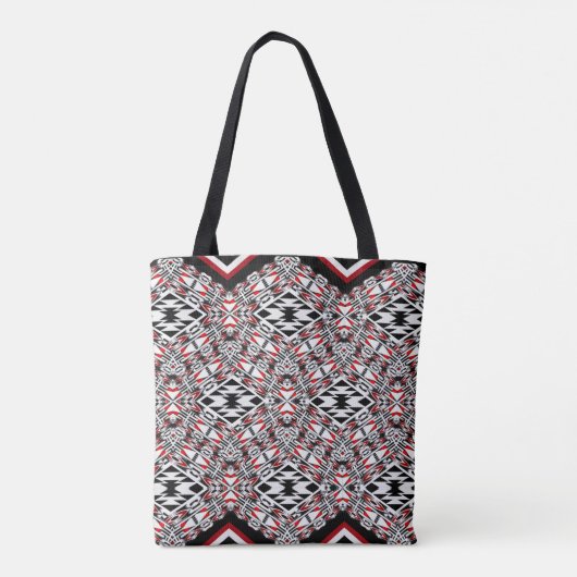 Red, White & Black Tribal Tapestry Tote トートバッグ (裏面)