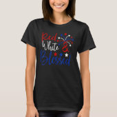 Red White & Blessed  4th Of July Cute Patriotic Am Tシャツ (正面)