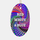RED WHITE & BLUE (単語を変更できる) セラミックオーナメント (右)