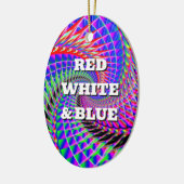 RED WHITE & BLUE (単語を変更できる) セラミックオーナメント (左)
