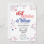 Red White & Blue 21st Birthday 招待状 (正面)