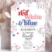 Red White & Blue 21st Birthday 招待状