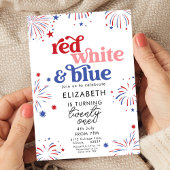 Red White & Blue 21st Birthday 招待状