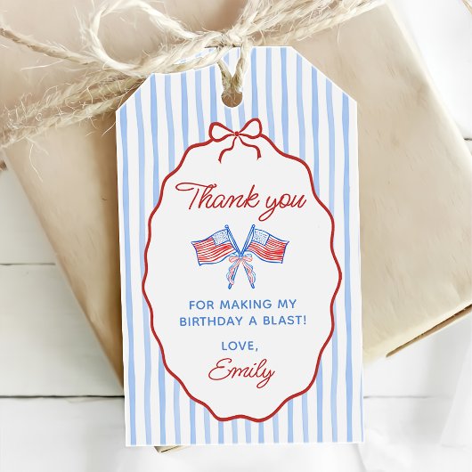 Red, White & Blue 4th of July 1st Birthday ギフトタグ
