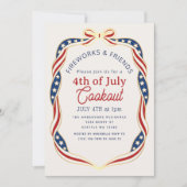 Red, White & Blue 4th of July Cookout Party  招待状 (正面)
