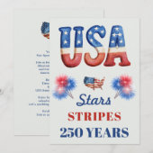 Red, White, Blue 4th of July Party Invitation 招待状 (正面/裏面)