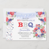 Red White & Blue 7月4日BBQ招待状 招待状 (正面)