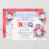 Red White & Blue 7月4日BBQ招待状 招待状 (正面/裏面)