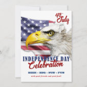 Red, White & Blue American Eagle 7月4日パーティー 招待状 (正面)