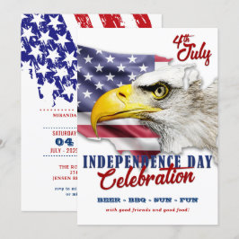 Red, White & Blue American Eagle 7月4日パーティー 招待状