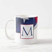 Red White Blue American Flag Monogram コーヒーマグカップ (左)