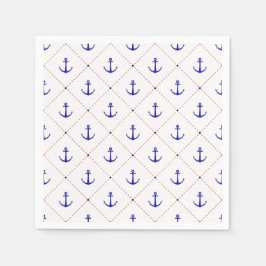  Red White Blue Anchors Away Boating スタンダードカクテルナプキン