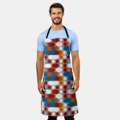 red white blue and orange geometric エプロン (着用した状態)