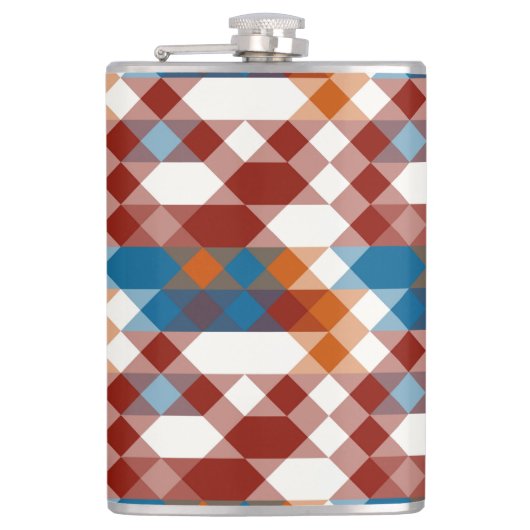 red white blue and orange geometric フラスク (正面)