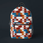 red white blue and orange geometric プリントバックパック<br><div class="desc">red white blue and orange geometric</div>