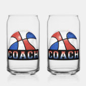 Red White Blue Basketball coach glassware ガラス缶 (正面)