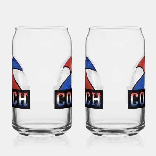 Red White Blue Basketball coach glassware ガラス缶 (左)