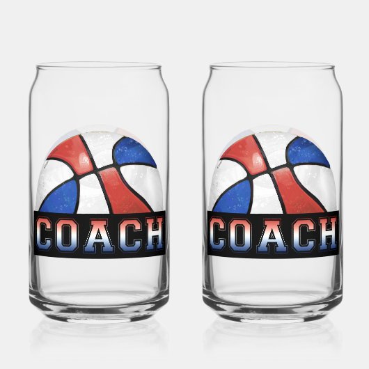 Red White Blue Basketball coach glassware ガラス缶 (裏面)