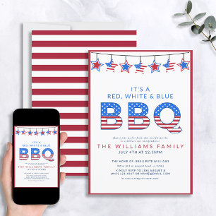Red White & Blue BBQ 7月独立記念日 招待状