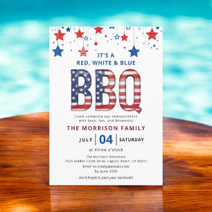 Red, White, Blue BBQ 7月4日Independence 招待状