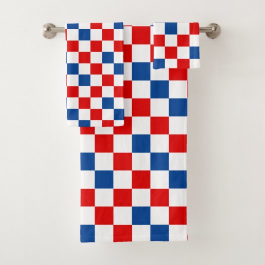 Red White Blue Checkered Pattern Design  バスタオルセット (インサイチュ)