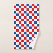 Red White Blue Checkered Pattern Design  バスタオルセット (ハンドタオル)