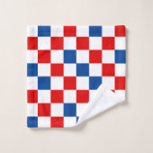 Red White Blue Checkered Pattern Design  バスタオルセット (ウォッシュタオル)