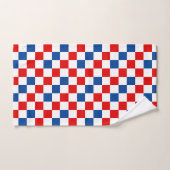 Red White Blue Checkered Pattern Design  バスタオルセット (ハンドタオル)