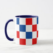 Red White Blue Checkered Pattern Design  マグカップ (左)