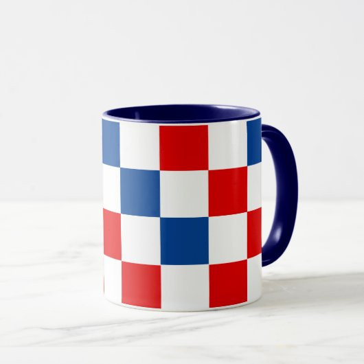 Red White Blue Checkered Pattern Design  マグカップ (正面右)
