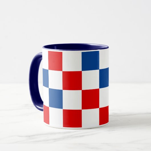 Red White Blue Checkered Pattern Design  マグカップ (正面左)