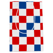 Red White Blue Checkered Pattern Design  ミディアムペーパーバッグ (正面)