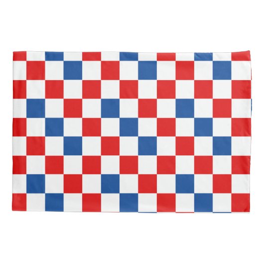 Red White Blue Checkered Pattern Design  枕カバー (裏面)