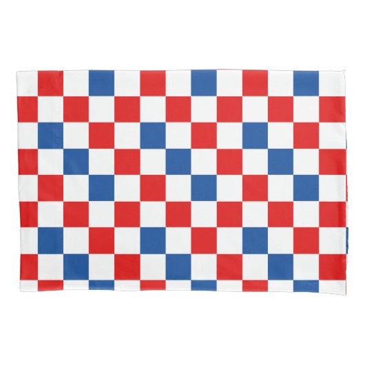 Red White Blue Checkered Pattern Design  枕カバー (正面)