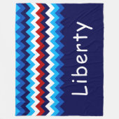 Red White Blue Chevron Custom Large Fleece Blanket フリースブランケット (正面)