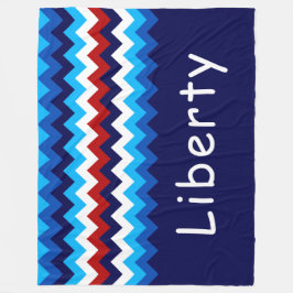 Red White Blue Chevron Custom Large Fleece Blanket フリースブランケット